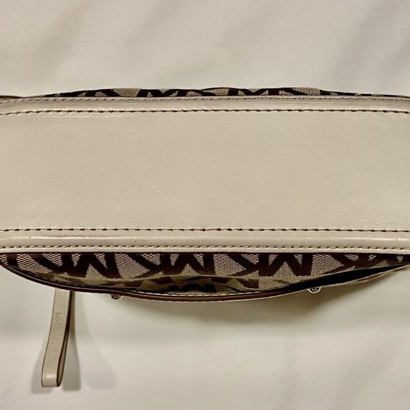 MK Michael Kors Jet Set Signature Logo Jacquard & Leather Demi Shoulder Bag Y2K - Picture 13 of 16